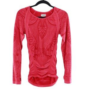 Athleta Ruched Tee Womens S Red Athletic Workout Yoga Outdoor Performance Gym